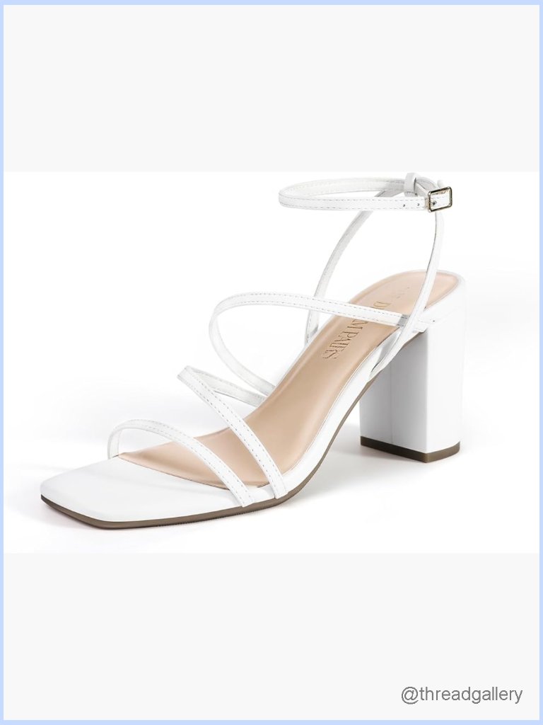Chunky Block Heel Square Open Toe Sandals Ankle Buckle Dress Heels